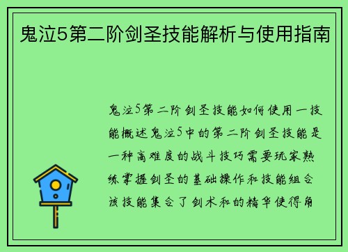 鬼泣5第二阶剑圣技能解析与使用指南